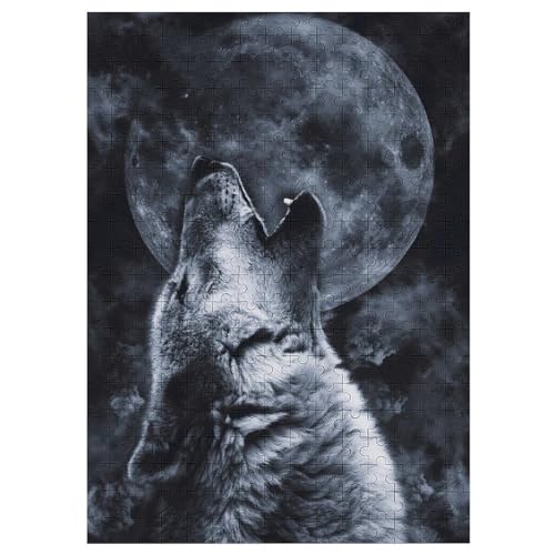 Wolf Moon Holzpuzzle 300 Teile, Knobelspiele Für Erwachsene, Teenager, Puzzles Unmögliche - Kinder Puzzle Zimmer Deko （42×30cm） von GGJJTT