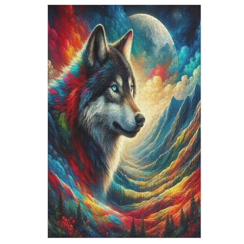 Wolf -Puzzle, 1000 Teile,Holzpuzzle Für Erwachsene Kinder, Lustiges Spielzeug, Denkspiel, Bildungsspiel, 78×53cm von GGJJTT