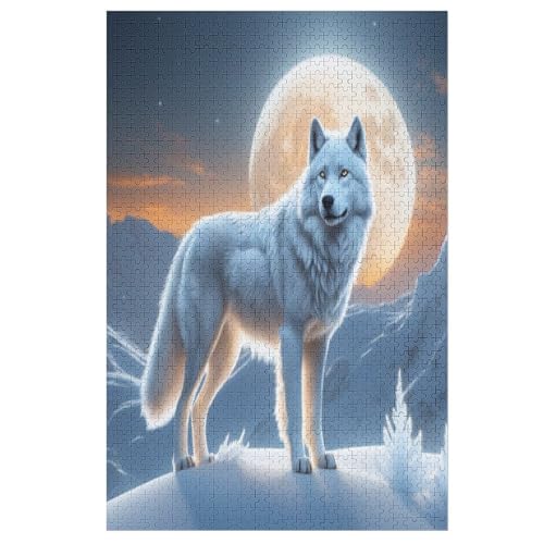 Wolf -Puzzle, 1000 Teile,Holzpuzzle Für Erwachsene Kinder, Lustiges Spielzeug, Denkspiel, Spielzeug, Bildungsspiel, Herausforderung, Pädagogisch, （78×53cm） von GGJJTT