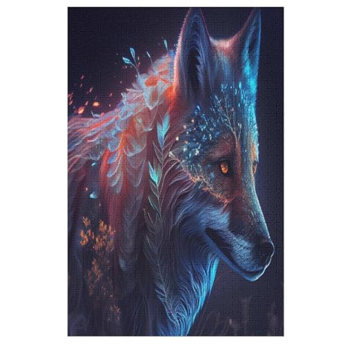 Wolf -Puzzle, 1000 Teile,Holzpuzzle Für Erwachsene Kinder, Lustiges Spielzeug, Denkspiel, Spielzeug, Bildungsspiel, Herausforderung, Pädagogisch, （78×53cm） von GGJJTT