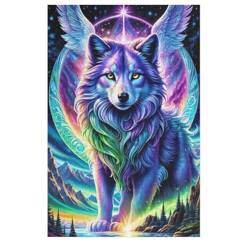 Wolf Puzzle 1000 Teile, Holzpuzzle Für Erwachsene Kinder, Impossible Puzzles, Geschicklichkeitsspiel Für Die Ganze Familie （78×53cm） von GGJJTT