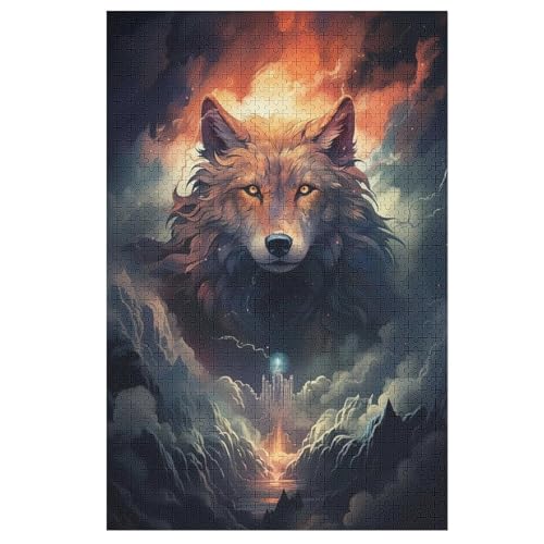 Wolf Puzzle 1000 Teile, Holzpuzzle Herausforderndes Geschicklichkeitsspiel Für Die Ganze Familie, Kinder Erwachsenenpuzzle Ab 12 Jahren 78×53cm von GGJJTT