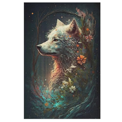 Wolf Puzzle 1000 Teile,Puzzles Für Erwachsene, Impossible Puzzle, Geschicklichkeitsspiel Für Die Ganze Familie, Puzzle Kinder,Holzpuzzle-Geschenk,Raumdekoration, （78×53cm） von GGJJTT