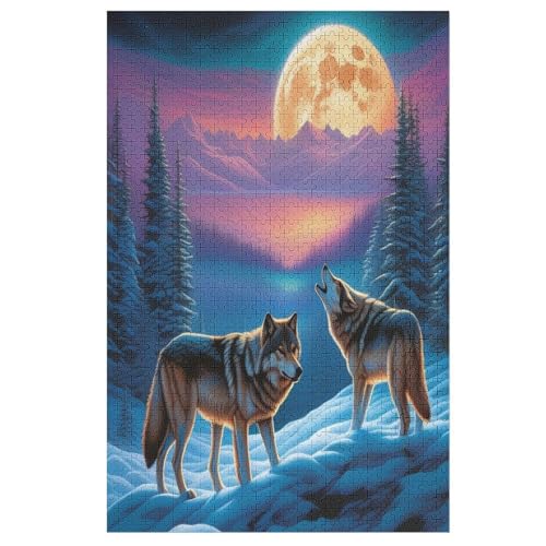 Wolf Puzzle 1000 Teile,Puzzles Für Erwachsene, Impossible Puzzle, Geschicklichkeitsspiel Für Die Ganze Familie, Puzzle Kinder,Holzpuzzle-Geschenk,Raumdekoration, （78×53cm） von GGJJTT