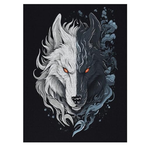 Wolf – Puzzle 500 Teile, Holzpuzzle, Herausforderndes Geschicklichkeitsspiel Für Die Ganze Familie, Kinder Erwachsenenpuzzle Ab 12 Jahren （55×41cm） von GGJJTT