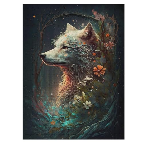 Wolf Puzzle Für Erwachsene 500 Teile Premium 100% Recyceltes Brett Zum Lernen, Lernspielzeug, Familienspiele Kinder Holzpuzzle （55×41cm） von GGJJTT