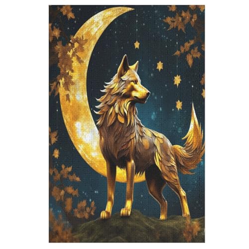 Wolf Puzzles 1000 Teile Erwachsener Kniffel Spaß Für Die Ganze Familie, Holzpuzzle Kinder Erwachsene, Impossible Puzzle Schwer 78×53cm von GGJJTT