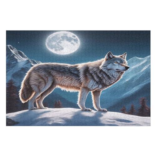 Wolf Puzzles 1000 Teile Erwachsener Kniffel Spaß Für Die Ganze Familie - 1000 Puzzleteilige Motive, Holzpuzzle Kinder Erwachsene, Impossible Puzzle Schwer （75×50cm） von GGJJTT