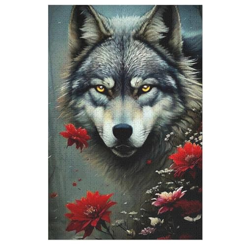 Wolf Puzzles 1000 Teile Erwachsener Kniffel Spaß Für Die Ganze Familie - 1000 Puzzleteilige Motive, Holzpuzzle Kinder Erwachsene, Impossible Puzzle Schwer （78×53cm） von GGJJTT