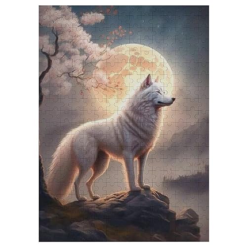 Wolf Puzzles 300 Teile Erwachsener Kniffel Spaß Für Die Ganze Familie - 300 Puzzleteilige Motive, Holzpuzzle Kinder Erwachsene, Impossible Puzzle Schwer （42×30cm） von GGJJTT