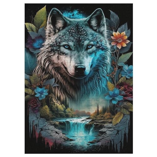 Wolf Puzzles 300 Teile Erwachsener Kniffel Spaß Für Die Ganze Familie - 300 Puzzleteilige Motive, Holzpuzzle Kinder Erwachsene, Impossible Puzzle Schwer （42×30cm） von GGJJTT