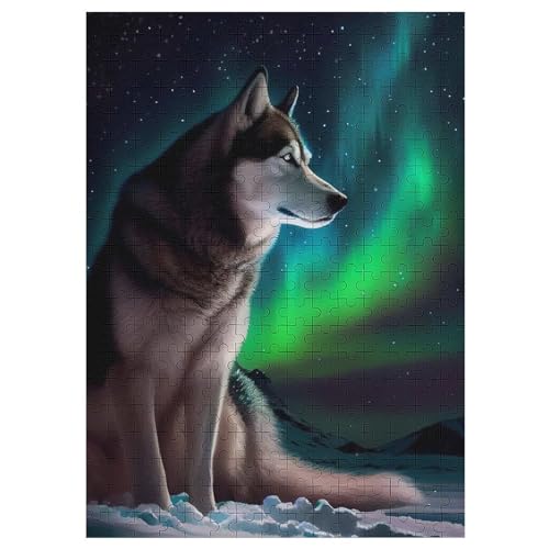 Wolf Puzzles 300 Teile Für Jugendliche Kreatives Holzpuzzlespielzeug Familienspiel Schwierigkeitsgrad Herausforderungspuzzles （42×30cm） von GGJJTT