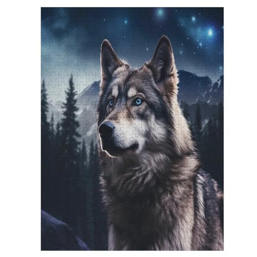 Wolf Puzzles 500 Teile Erwachsener Kniffel Spaß Für Die Ganze Familie - 500 Puzzleteilige Motive, Holzpuzzle Kinder Erwachsene, Impossible Puzzle Schwer （55×41cm） von GGJJTT