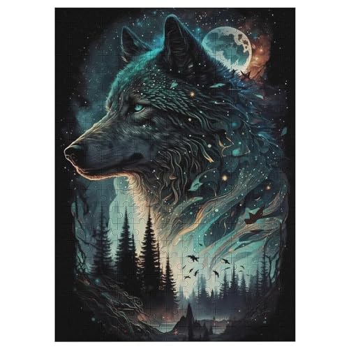 Wolf-Puzzlespiel Aus Holz, 300 Puzzleteile, Kreatives Puzzle Für Teenager Und Erwachsene, Kreatives Spielzeug, Puzzles, （42×30cm） von GGJJTT