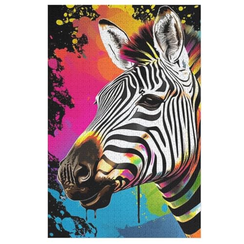 Zebra 1000 Teile Premium-Puzzles Für Erwachsene Kinder- Holzpuzzles Spaß Und Lernspiele - Perfekte Puzzle-Geschenke （78×53cm） von GGJJTT