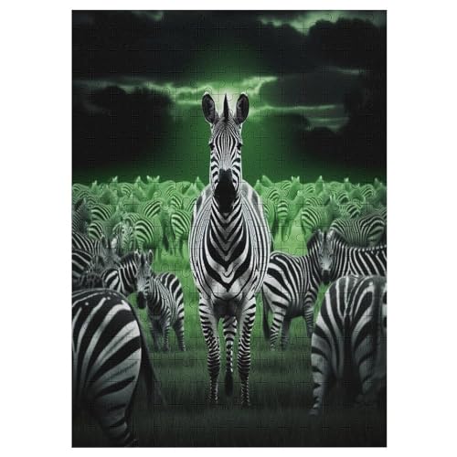 Zebra Holzpuzzle Erwachsene - 300 Teiliges Jigsaw Knobelspiel - Puzzle Für Erwachsene & Kinder - Outdoor & Reisespielzeug - Geduldspiel （42×30cm） von GGJJTT