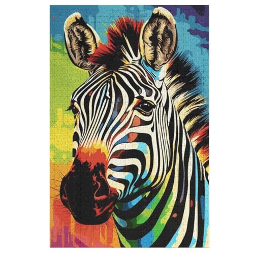 Zebra -Puzzle, 1000 Teile,Holzpuzzle Für Erwachsene Kinder, Lustiges Spielzeug, Denkspiel, Spielzeug, Bildungsspiel, Herausforderung, Pädagogisch, （78×53cm） von GGJJTT