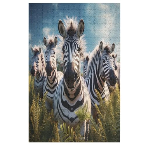 Zebra -Puzzle, 1000 Teile,Holzpuzzle Für Erwachsene Kinder, Lustiges Spielzeug, Denkspiel, Spielzeug, Bildungsspiel, Herausforderung, Pädagogisch, （78×53cm） von GGJJTT