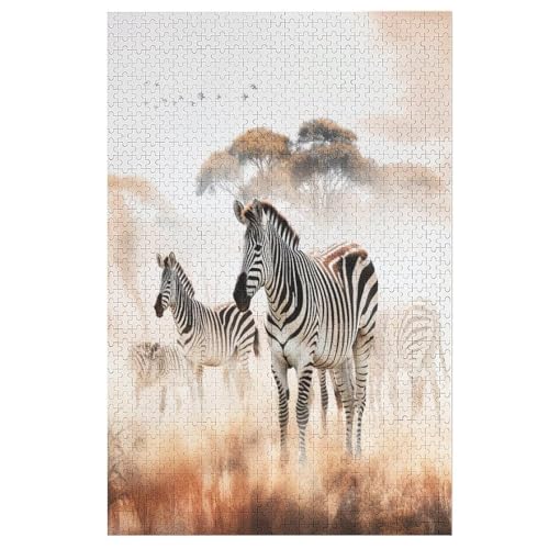 Zebra Puzzle 1000 Teile,Puzzles Für Erwachsene, Impossible Puzzle, Geschicklichkeitsspiel Für Die Ganze Familie, Puzzle Kinder,Holzpuzzle-Geschenk,Raumdekoration, （78×53cm） von GGJJTT