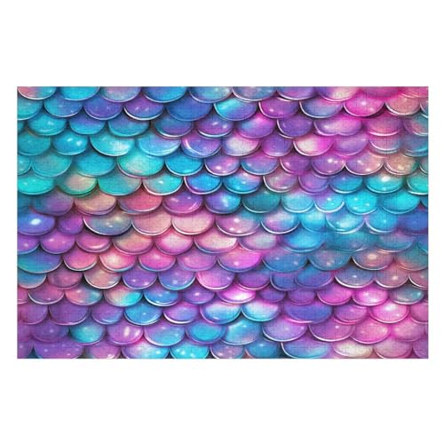 bunter Fisch Scales Holzpuzzle 1000 Teile, Knobelspiele Für Erwachsene, Teenager, Puzzles Unmögliche - Kinder Puzzle Zimmer Deko （75×50cm） von GGJJTT