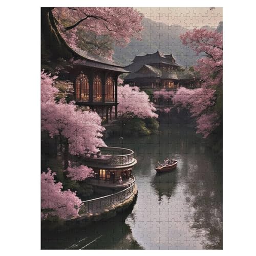 japanischer Stil Puzzle 500 Teile, Holzpuzzle Für Erwachsene, Impossible Puzzle, Geschicklichkeitsspiel Für Die Ganze Familie, Puzzle Farbenfrohes Legespiel Kinder Puzzles （55×41cm） von GGJJTT