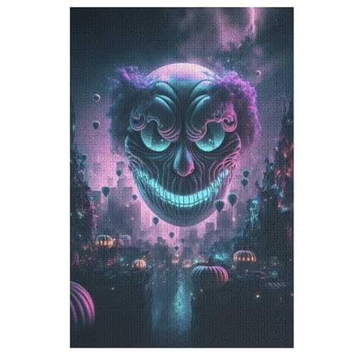 lila Clown-Puzzle Für Erwachsene, 1000 Teile, Holzpuzzle, Kinderpuzzle, Dekompressionsspiel, Spielzeugpuzzle （78×53cm） von GGJJTT