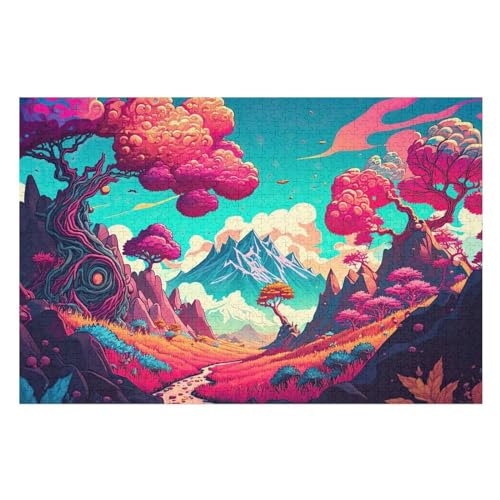 psychedelische abstrakte Kunst Puzzles 1000 Teile Erwachsener Kniffel Spaß Für Die Ganze Familie - 1000 Puzzleteilige Motive, Holzpuzzle Kinder Erwachsene, Impossible Puzzle Schwer （75×50cm） von GGJJTT