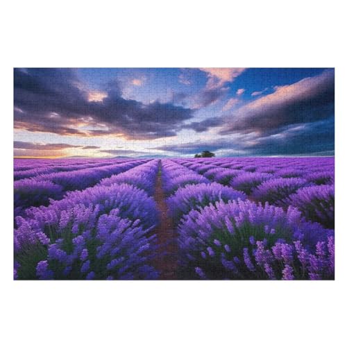 schöner Lavendel Puzzle 1000 Teile, Holzpuzzle Für Erwachsene Kinder, Impossible Puzzles, Geschicklichkeitsspiel Für Die Ganze Familie 78×53cm von GGJJTT