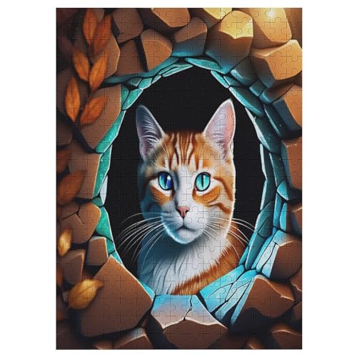 süße Katze -Puzzle, 300 Teile,Holzpuzzle Für Erwachsene Kinder, Lustiges Spielzeug, Denkspiel, Spielzeug, Bildungsspiel, Herausforderung, Pädagogisch, （42×30cm） von GGJJTT