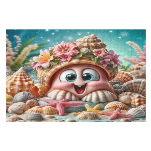 süße Muscheln Puzzles 1000 Teile Erwachsener Kniffel Spaß Für Die Ganze Familie - 1000 Puzzleteilige Motive, Holzpuzzle Kinder Erwachsene, Impossible Puzzle Schwer （75×50cm） von GGJJTT