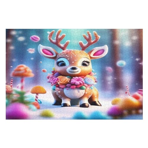 süßer Hirsch Puzzles 1000 Teile Erwachsener Kniffel Spaß Für Die Ganze Familie, Holzpuzzle Kinder Erwachsene, Impossible Puzzle Schwer 78×53cm von GGJJTT