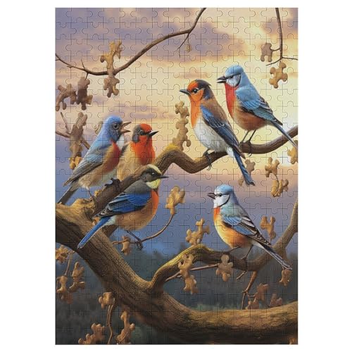 süßer Vogel Holzpuzzle 300 Teile, Knobelspiele Für Erwachsene, Teenager, Puzzles Unmögliche - Kinder Puzzle Zimmer Deko （42×30cm） von GGJJTT