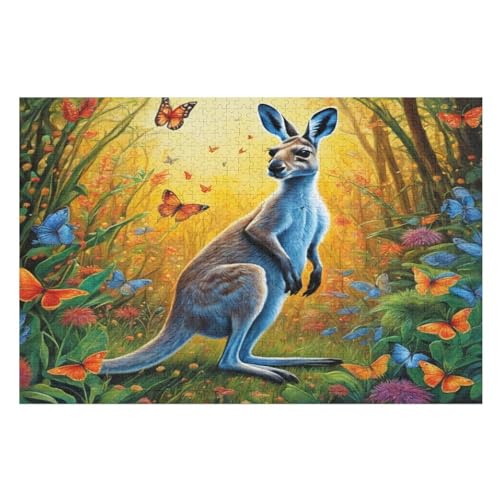 süßes Känguru 1000 Teile Puzzle Für Erwachsene, Herausforderung Puzzles - Verringerter Druck Schwieriges Holzpuzzle Für Kinder 12+ 78×53cm von GGJJTT