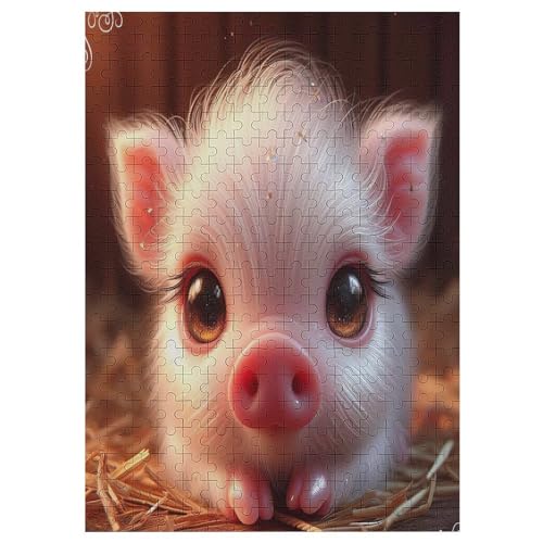 süßes Schwein Puzzles 300 Teile Erwachsener Kniffel Spaß Für Die Ganze Familie - 300 Puzzleteilige Motive, Holzpuzzle Kinder Erwachsene, Impossible Puzzle Schwer （42×30cm） von GGJJTT