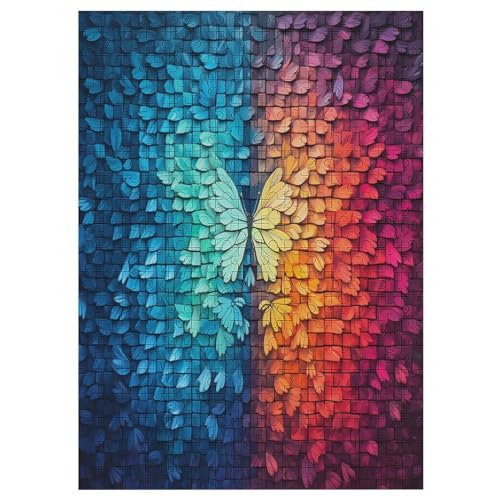 zweifarbiger Schmetterling Puzzle 300 Teile,Puzzles Für Erwachsene, Impossible Puzzle, Geschicklichkeitsspiel Für Die Ganze Familie, Puzzle Kinder,Holzpuzzle-Geschenk,Raumdekoration, （42×30cm） von GGJJTT