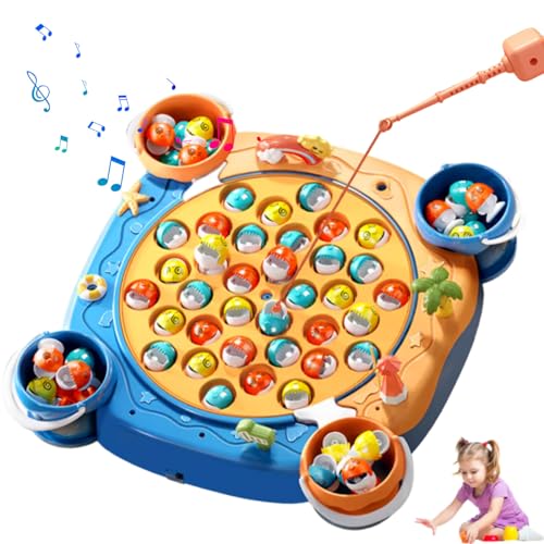 GGesii Angelspiel für Kinder ab 3 Jahre Fische, Fische Angeln Spielzeug ab 3 4 5 Jahre, Angeln Brettspiel Game Set, für Geschenke, Motorikspielzeug (Groß Blau) von GGesii