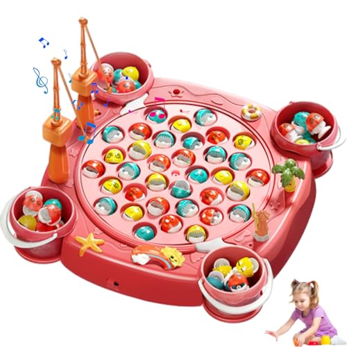 GGesii Angelspiel für Kinder ab 3 Jahre Fische, Fische Angeln Spielzeug ab 3 4 5 Jahre, Angeln Brettspiel Game Set, für Geschenke, Motorikspielzeug (Rosa) von GGesii