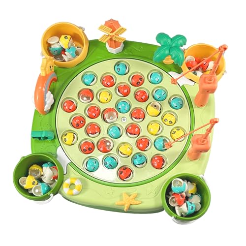 GGesii Angelspiel für Kinder ab 3 Jahre Fische, Fische Angeln Spielzeug ab 3 4 5 Jahre, Angeln Brettspiel Game Set, für Geschenke, Motorikspielzeug (Grün) von GGesii