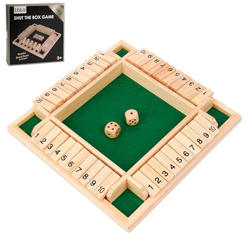 GGesii Shut The Box Spiel, 4-Player Holz-Würfelspiel für Erwachsene ab 180 Monaten, Brettspiel aus Holz für Outdoor-Aktivitäten, KTV, Reisen, Partys (Grün) von GGesii