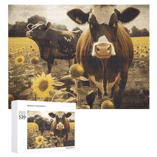 Puzzle für Erwachsene, 3D-Tiere, braune Kuh, Puzzle mit Buchstaben auf der Rückseite, herausforderndes Spiel, Puzzle, personalisiertes Puzzle, perfekt für Puzzle-Enthusiasten von GHBNK