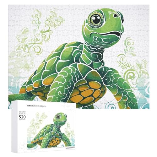 Puzzle für Erwachsene, Cartoon-Schildkrötenmuster, Puzzle mit Buchstaben auf der Rückseite, herausforderndes Spiel, personalisiertes Puzzle, perfekt für Puzzle-Enthusiasten von GHBNK