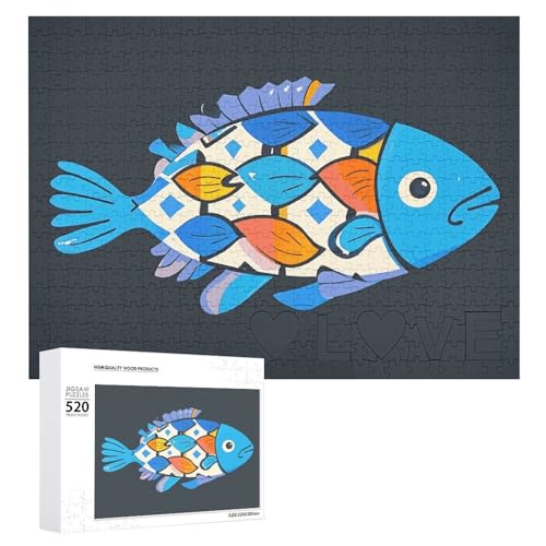 Puzzle für Erwachsene, Fisch-Puzzle mit Buchstaben auf der Rückseite, herausforderndes Spiel-Puzzle, personalisiertes Puzzle, perfekt für Puzzle-Enthusiasten von GHBNK