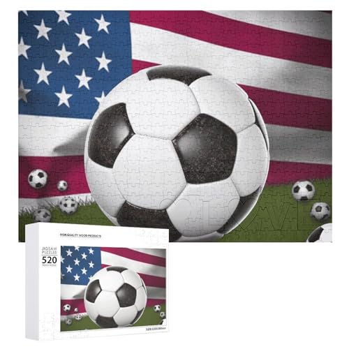 Puzzle für Erwachsene, Fußball, USA-Flagge, Puzzle mit Buchstaben auf der Rückseite, herausforderndes Spiel, personalisiertes Puzzle, perfekt für Puzzle-Enthusiasten von GHBNK