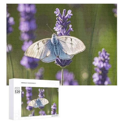 Puzzle für Erwachsene, Lavendel, Lila und Schmetterling, Puzzle mit Buchstaben auf der Rückseite, herausforderndes Spiel, Puzzle, personalisiertes Puzzle, perfekt für Puzzle-Enthusiasten von GHBNK