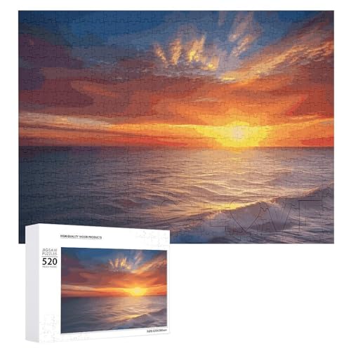 Puzzle für Erwachsene, Meer und Sonnenuntergang, Puzzle mit Buchstaben auf der Rückseite, herausforderndes Spiel-Puzzle, personalisiertes Puzzle, perfekt für Puzzle-Enthusiasten von GHBNK