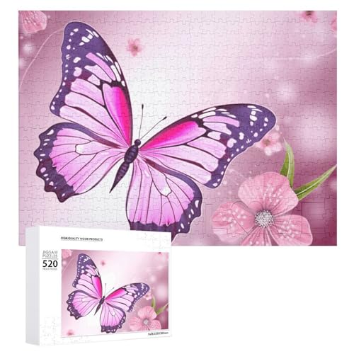 Puzzle für Erwachsene, Schmetterling und Blume, Puzzle mit Buchstaben auf der Rückseite, herausforderndes Spiel-Puzzle, personalisiertes Puzzle, perfekt für Puzzle-Enthusiasten von GHBNK