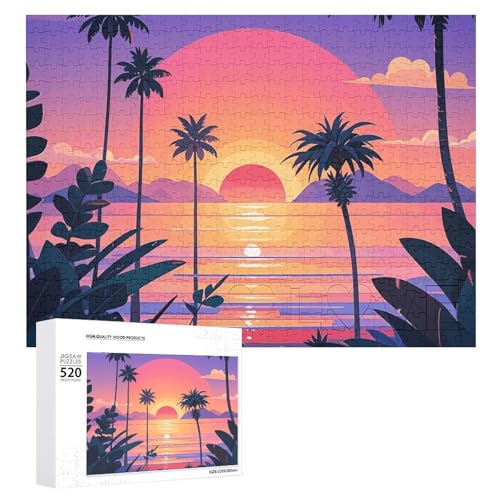 Puzzle für Erwachsene, Sonnenuntergang und Meerblick, Puzzle mit Buchstaben auf der Rückseite, herausforderndes Spiel, personalisiertes Puzzle, perfekt für Puzzle-Enthusiasten von GHBNK