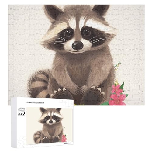 Puzzle für Erwachsene, Waschbär-Puzzle mit Buchstaben auf der Rückseite, herausforderndes Spiel-Puzzle, personalisiertes Puzzle, perfekt für Puzzle-Enthusiasten von GHBNK