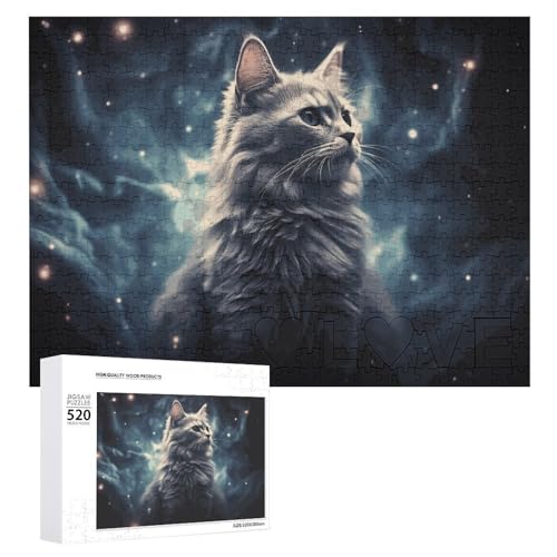 Puzzle für Erwachsene, eine Katze im Nebel, Puzzle mit Buchstaben auf der Rückseite, herausforderndes Spiel, personalisiertes Puzzle, perfekt für Puzzle-Enthusiasten von GHBNK