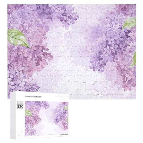 Puzzle für Erwachsene, lila Blumen in Blüte, Puzzle mit Buchstaben auf der Rückseite, herausforderndes Spiel, personalisiertes Puzzle, perfekt für Puzzle-Enthusiasten von GHBNK